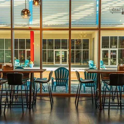 Tables by the window.