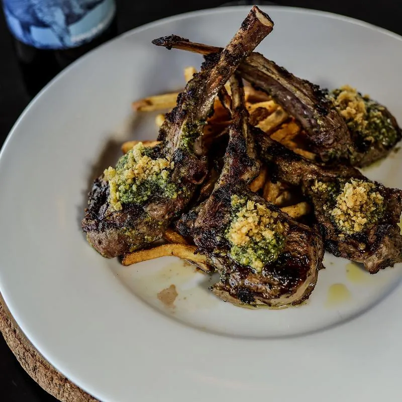 Lamb chops and fries.