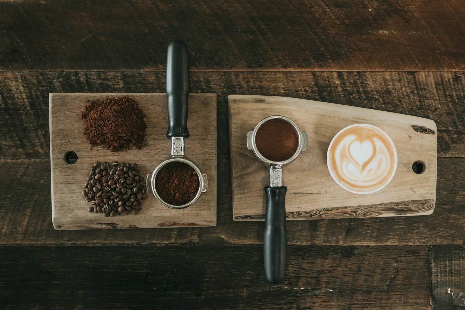 Ground coffee and coffee cup