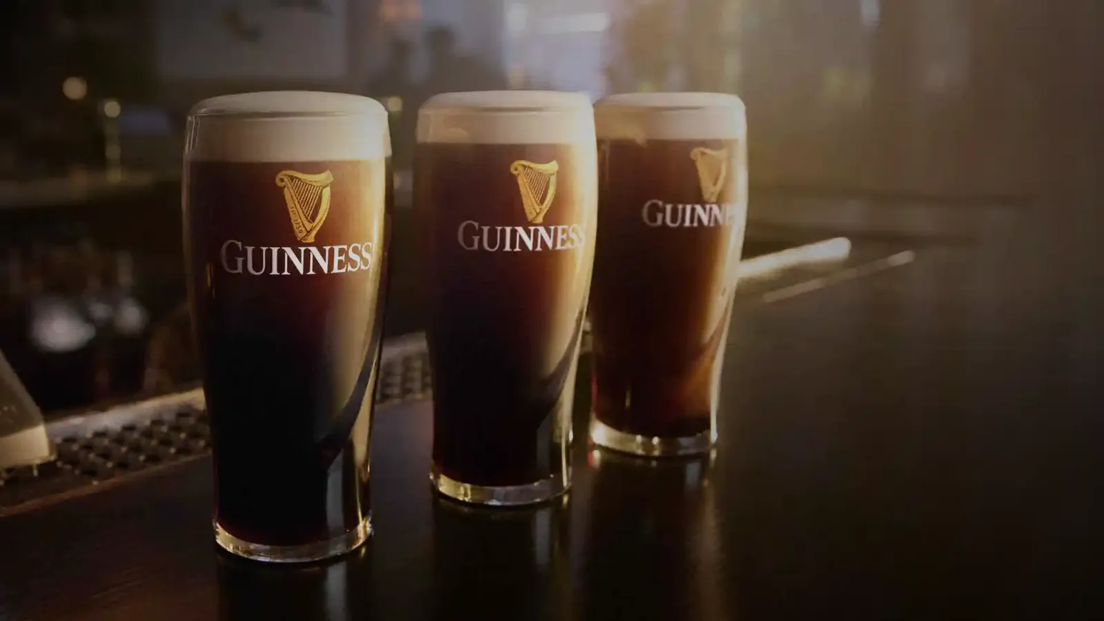 A row of Guinness Pints