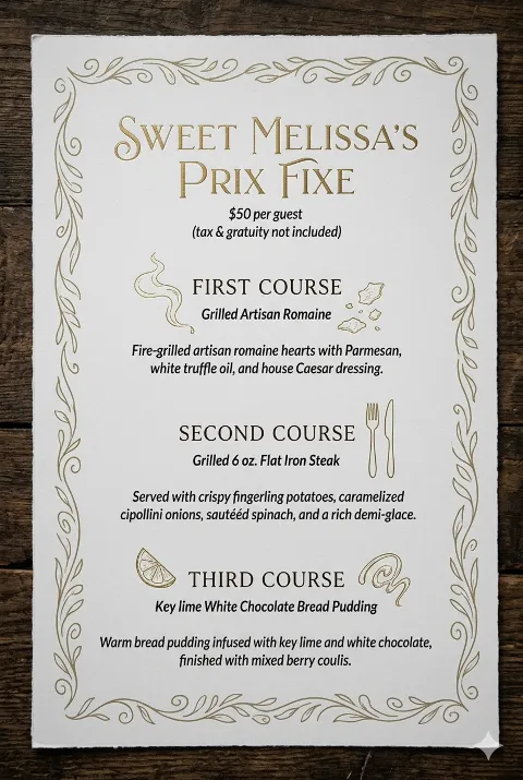 Sweet Melissa's Restaurant, food