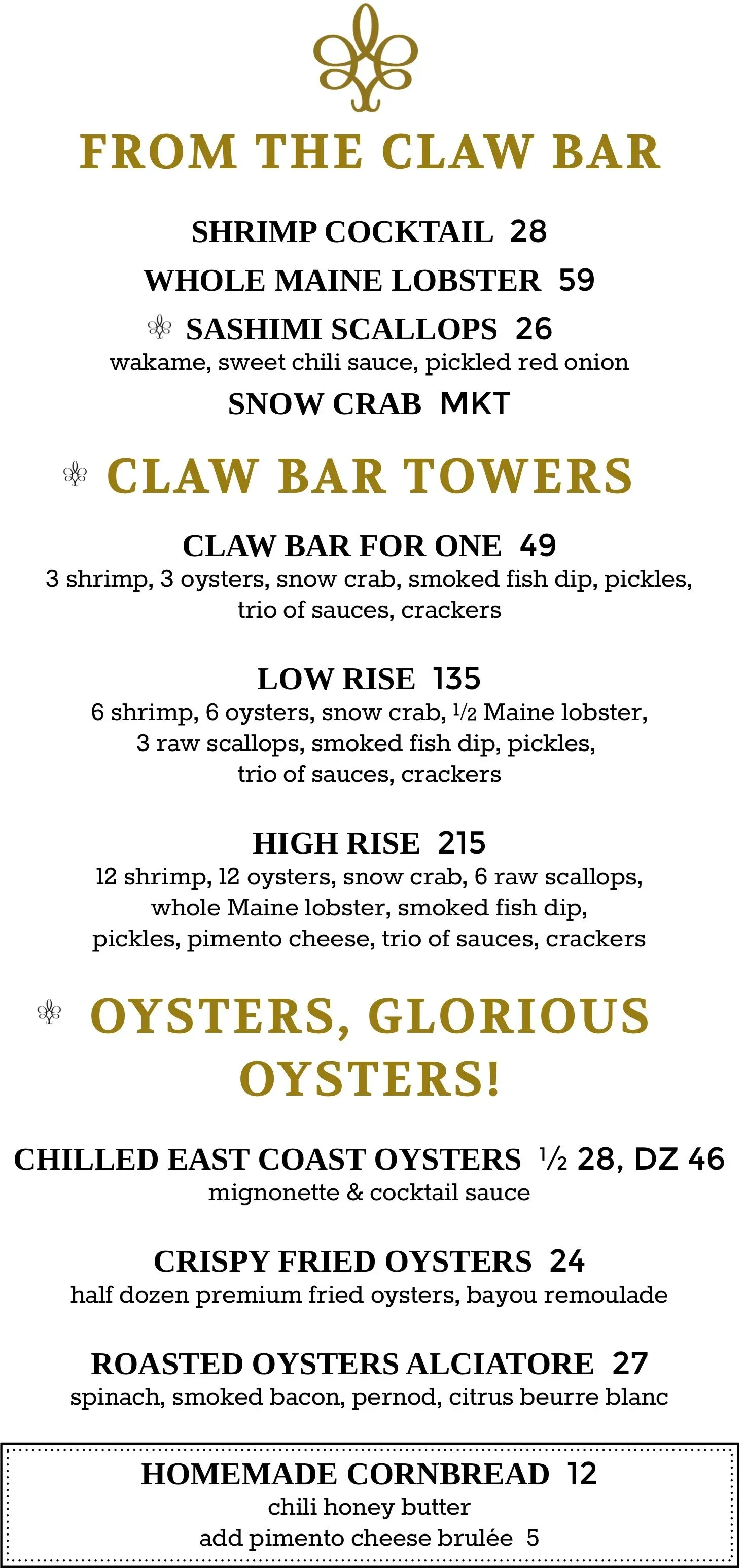 Restaurant menu with starter and salad options.