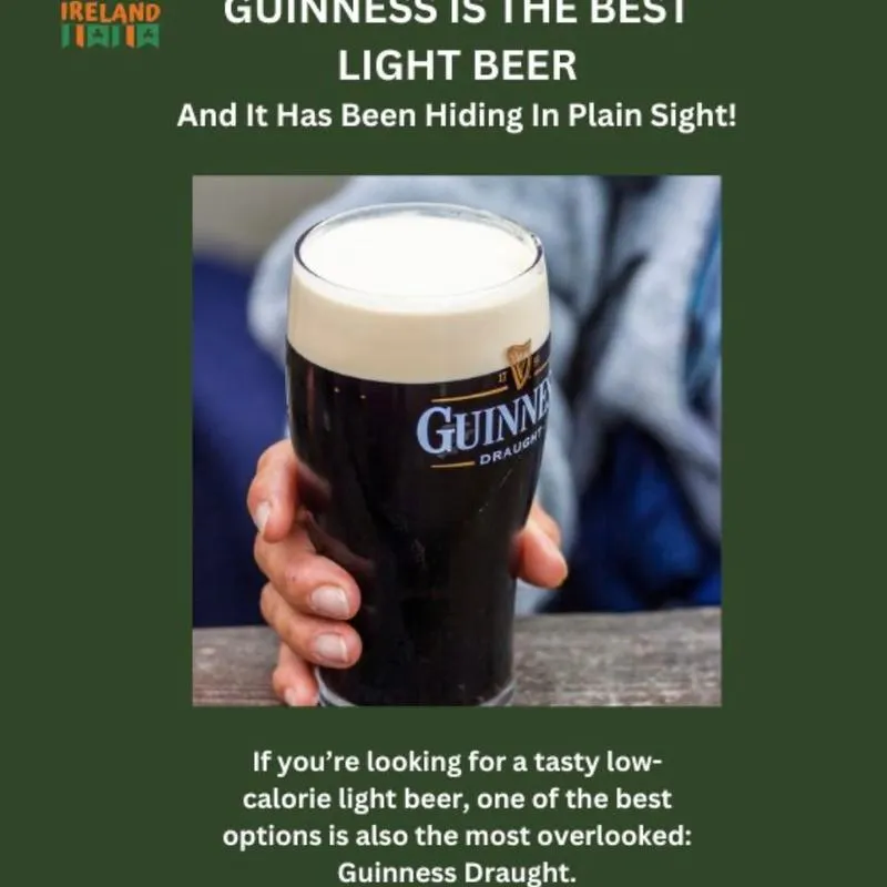 Advertisement for beer, promoting it as a low-calorie light beer.