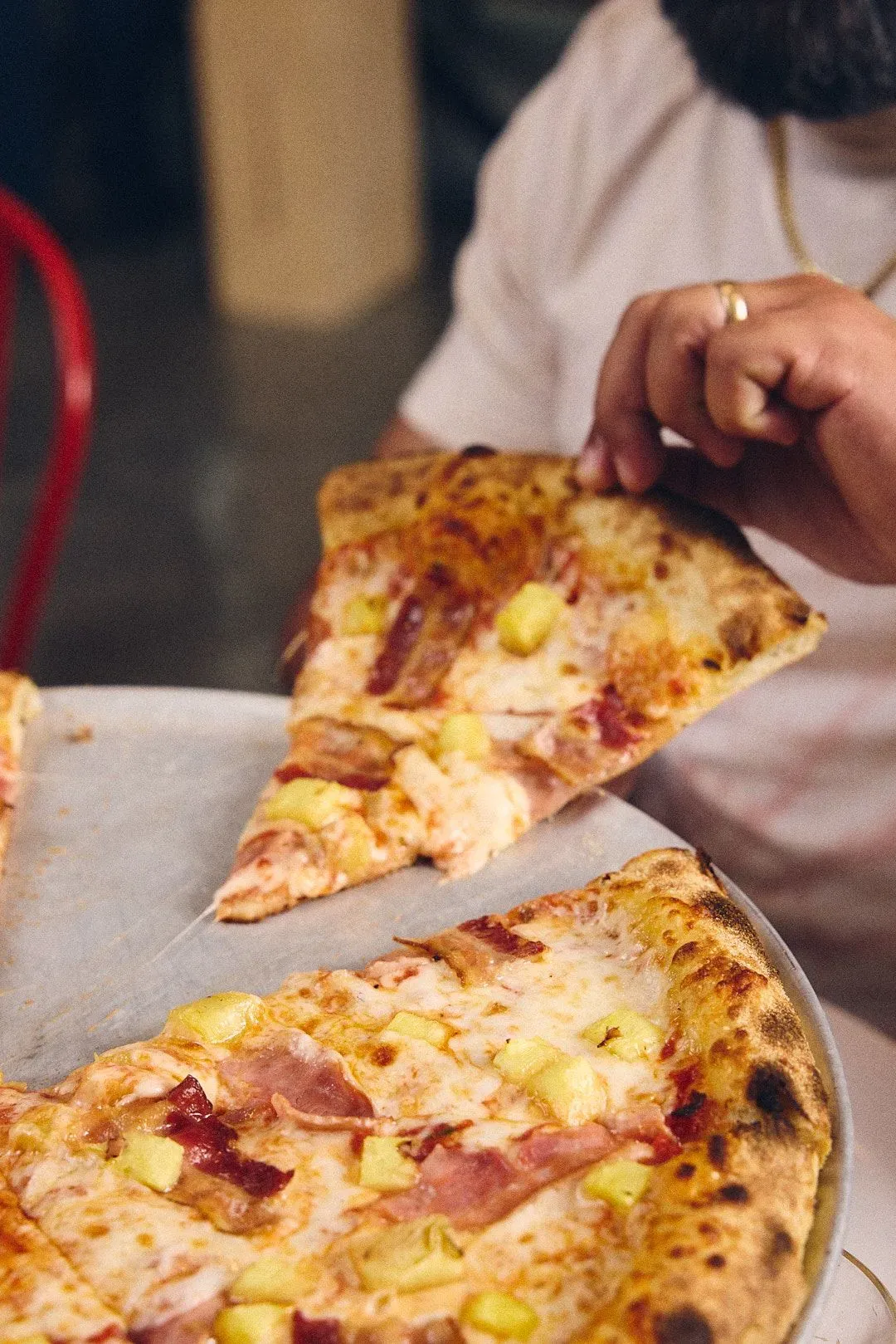 Hawaiian Pizza at Flippers Pizza in SODO orlando FL
