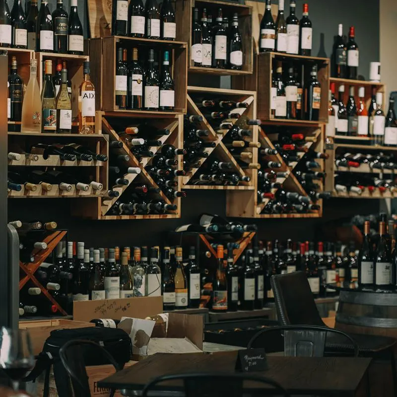 Wine racks with wine bottles
