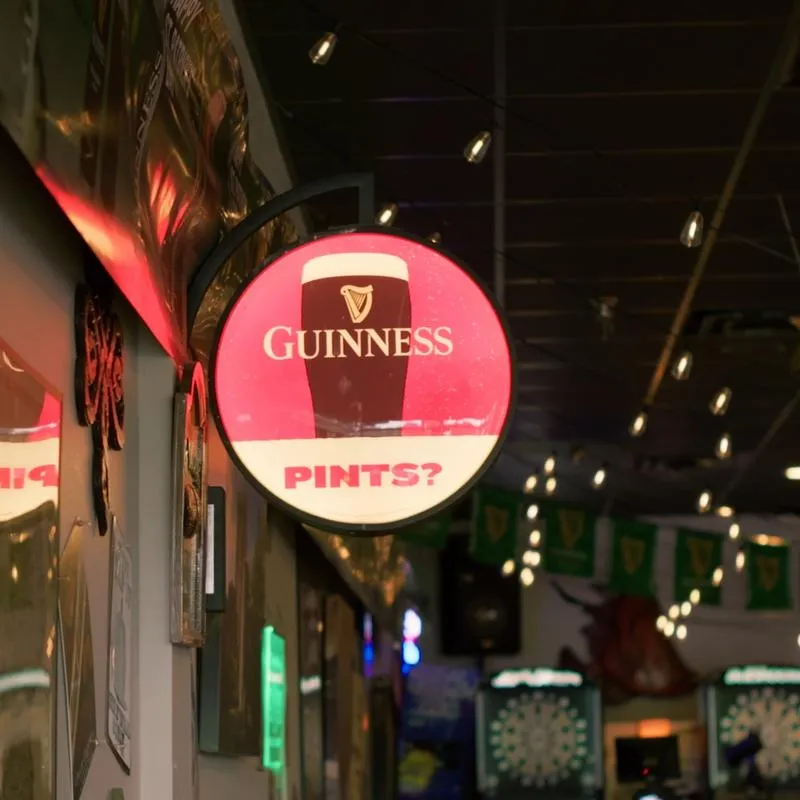 Advertisement sign for beer.