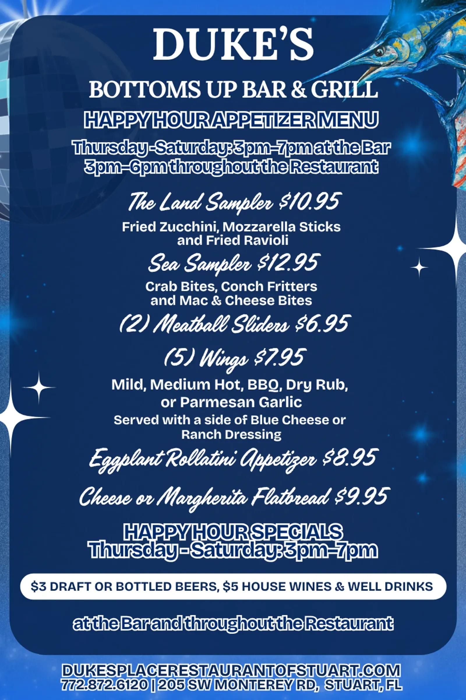 Duke's happy hour appetizer menu 1.20.2026