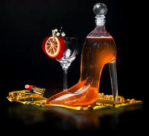 Cocktail served in a stylish high heel glass at Giselle Miami