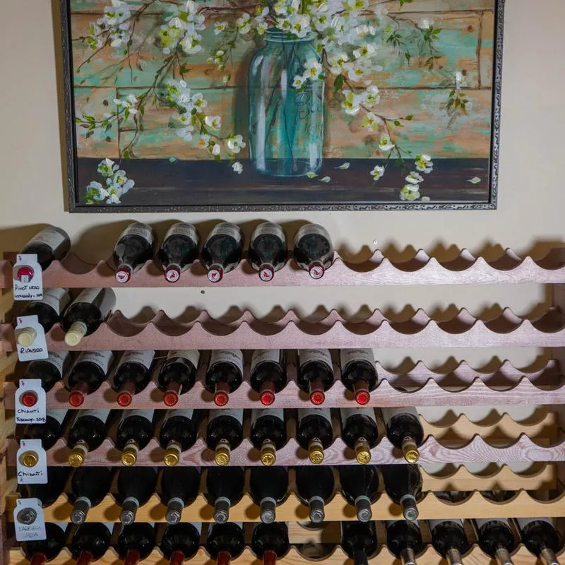 Shelves with drinks