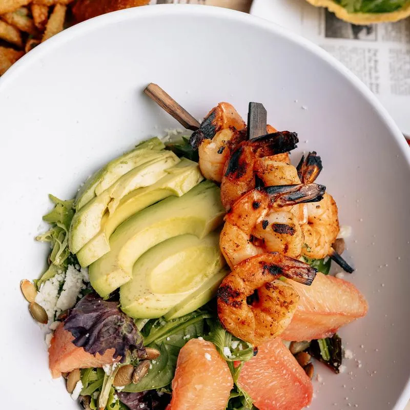 Shrimp Avocado Salad, top view.