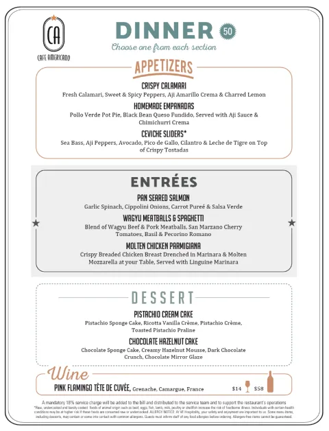 Ca by Cafe Americano, food