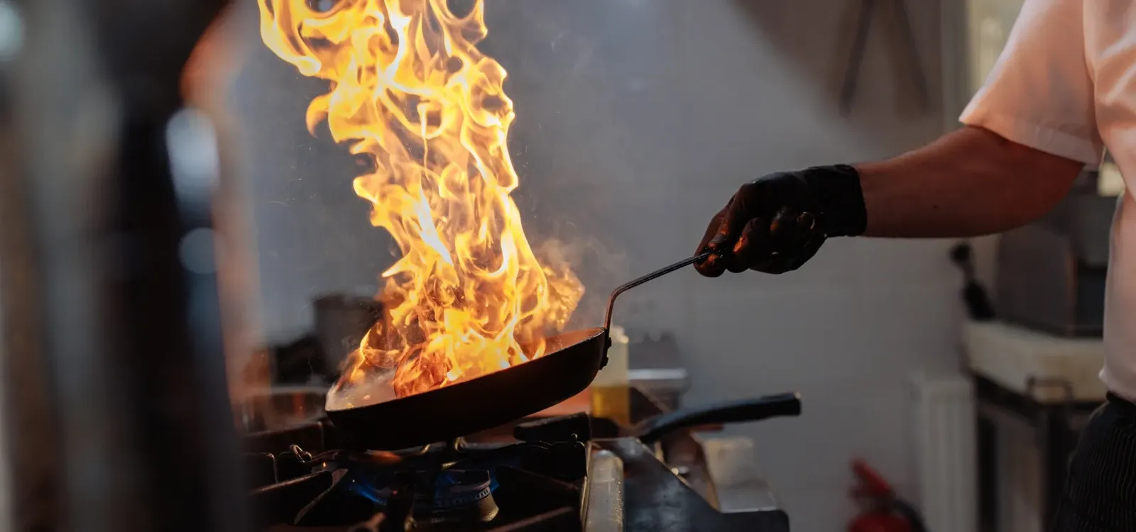 City Diner kitchen — short order cooks working over open flames