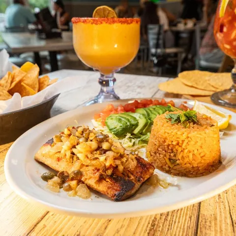 A fully served table.