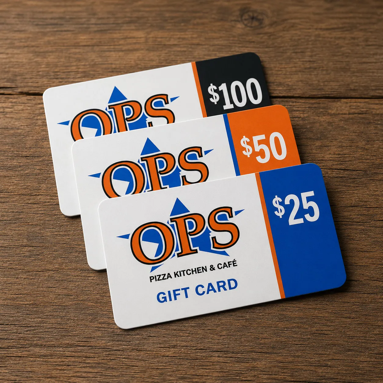 OPS Pizza Kitchen & Cafe gift cards — $25, $50 and $100