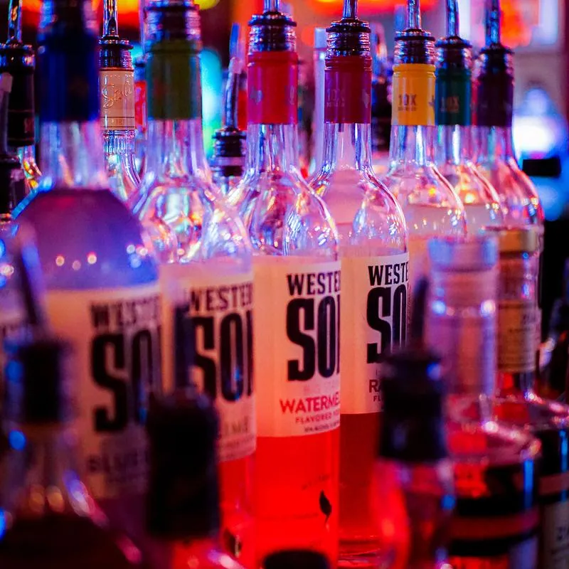 Bottle of drink lined up