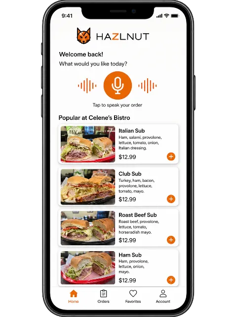 Hazlnut app at OPS Pizza Kitchen & Café