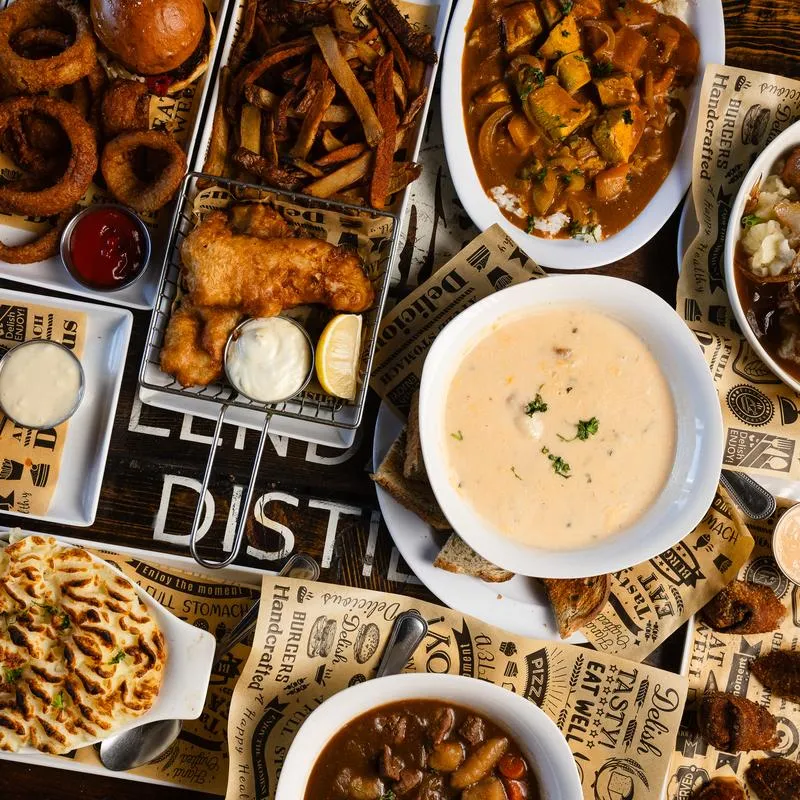 Assorted food dishes.