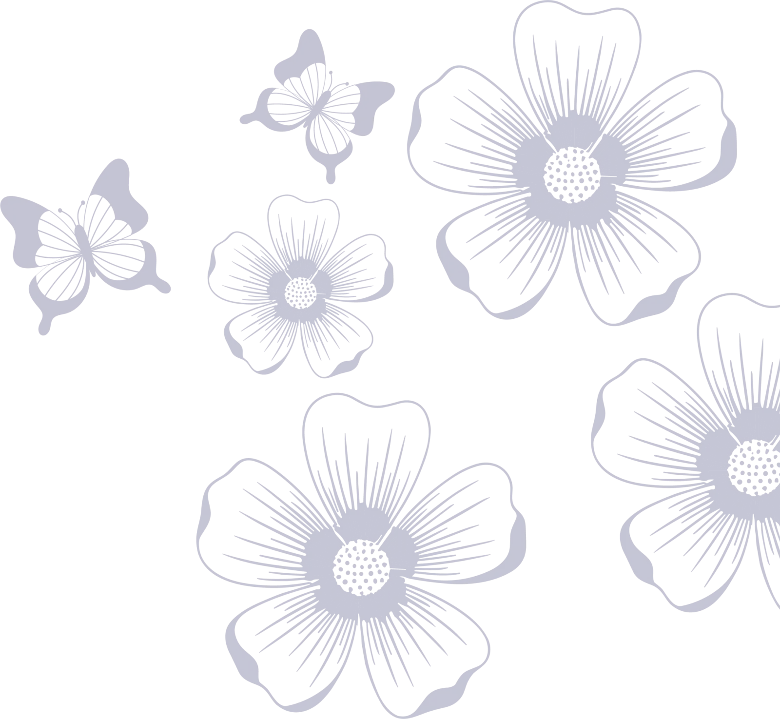 Decorative pattern of navy-blue hibiscus flowers on a black background.
