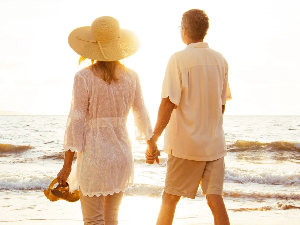 A couple Walking On A Beach
