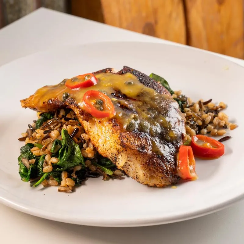 Grouper Dinner, plated and served.