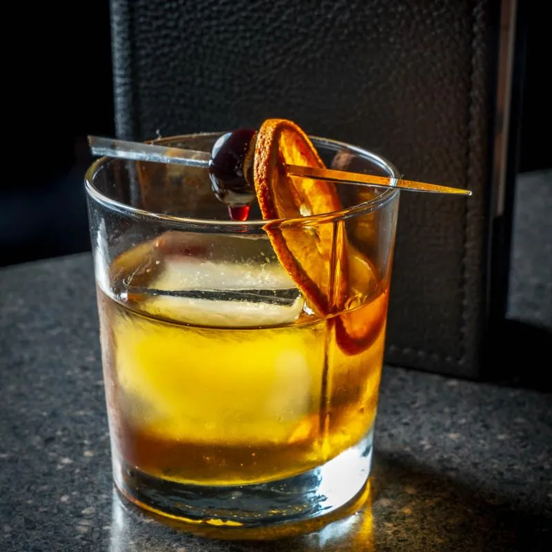 Old Fashioned cocktail drink.