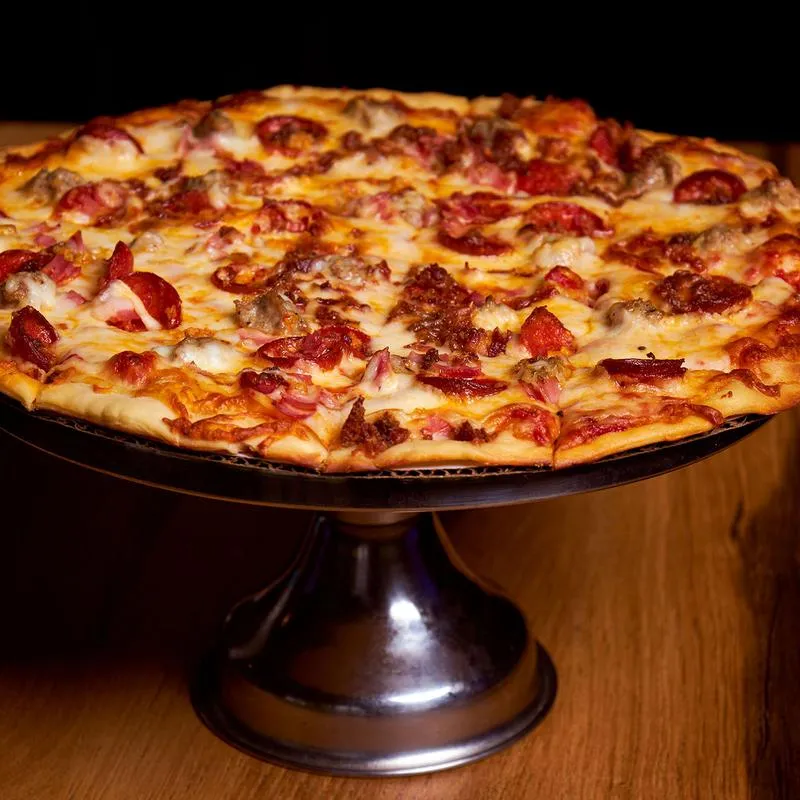 A pepperoni pizza.