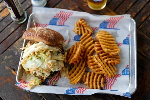 Burger with chips