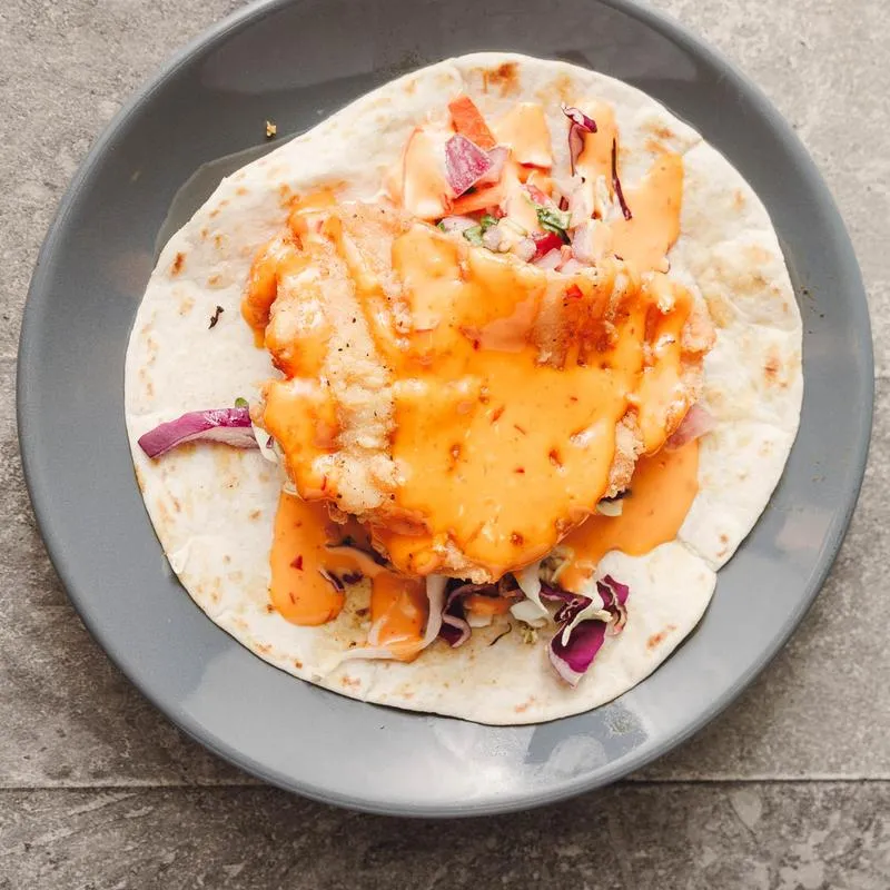 Fire Cracker Fish Taco.