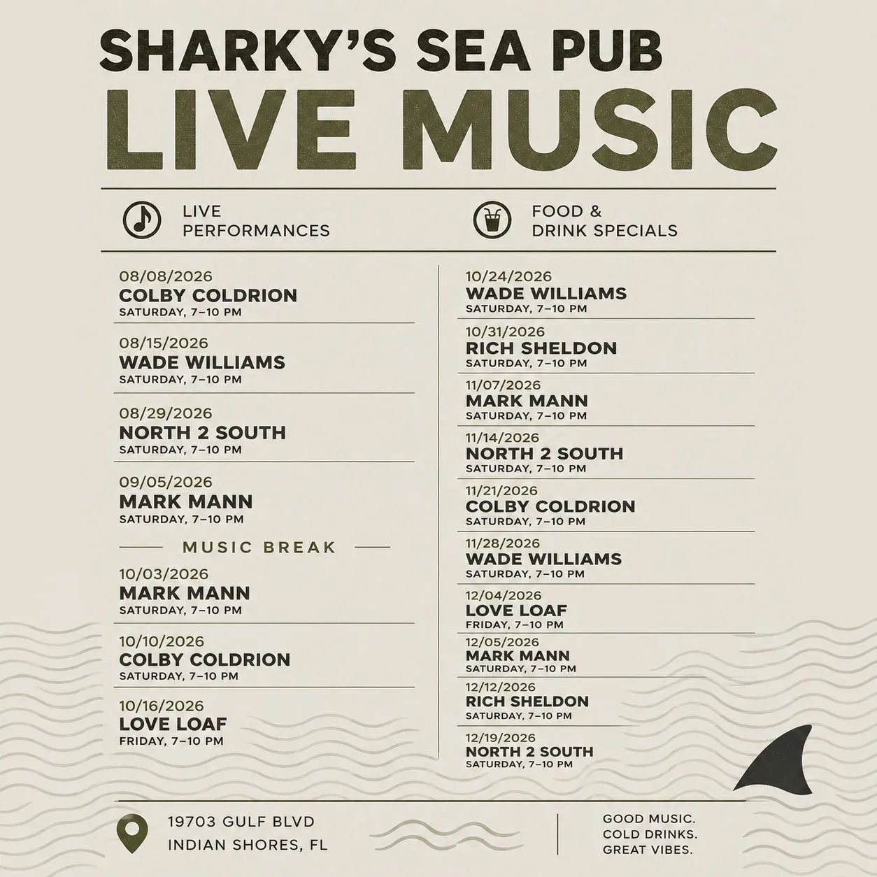 sharkys-august-music-schedule