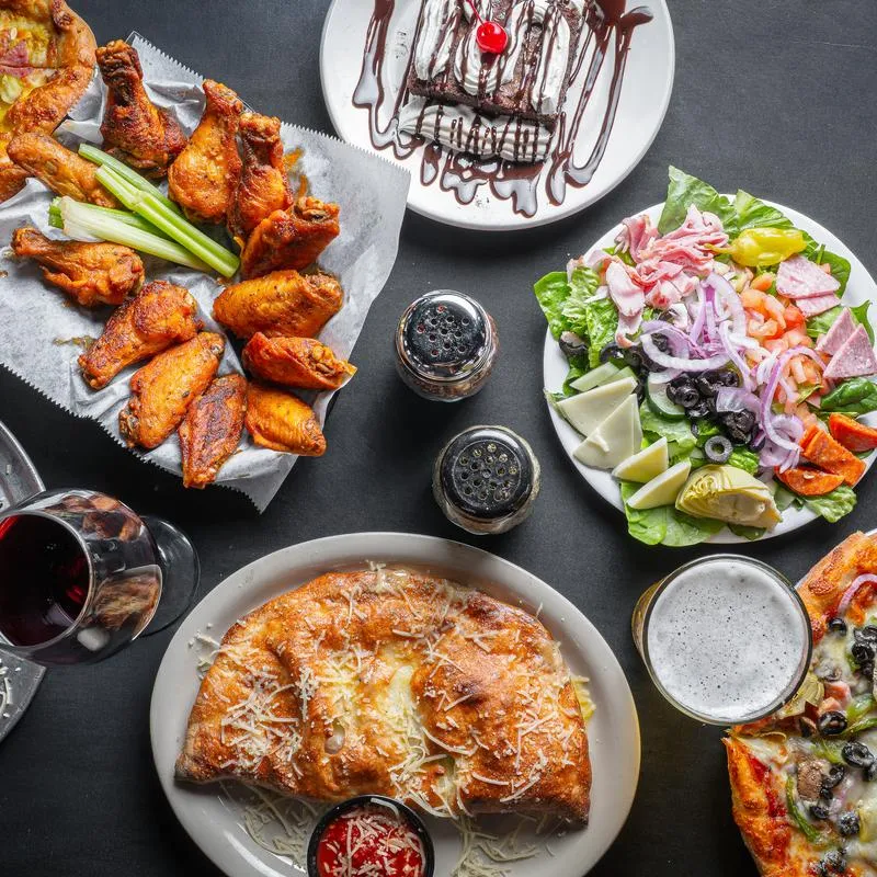 Assorted dishes, top view.