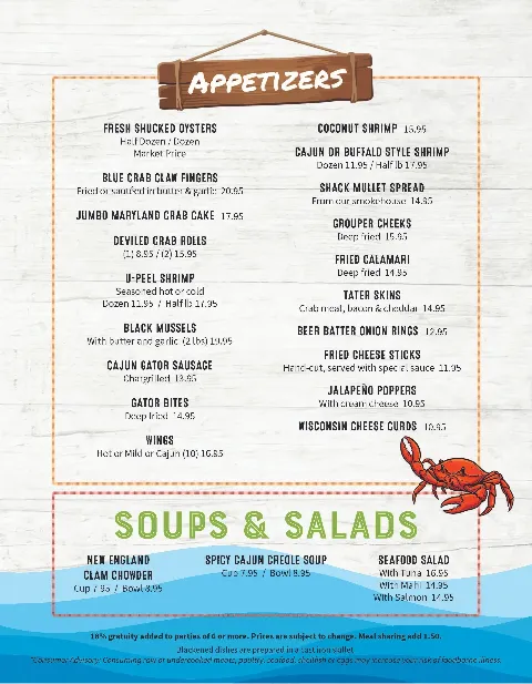 Crab Shack Restaurant, food