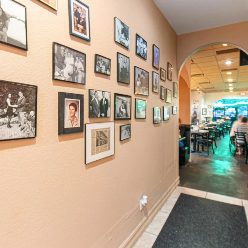 Interior, memory wall, frame photos.