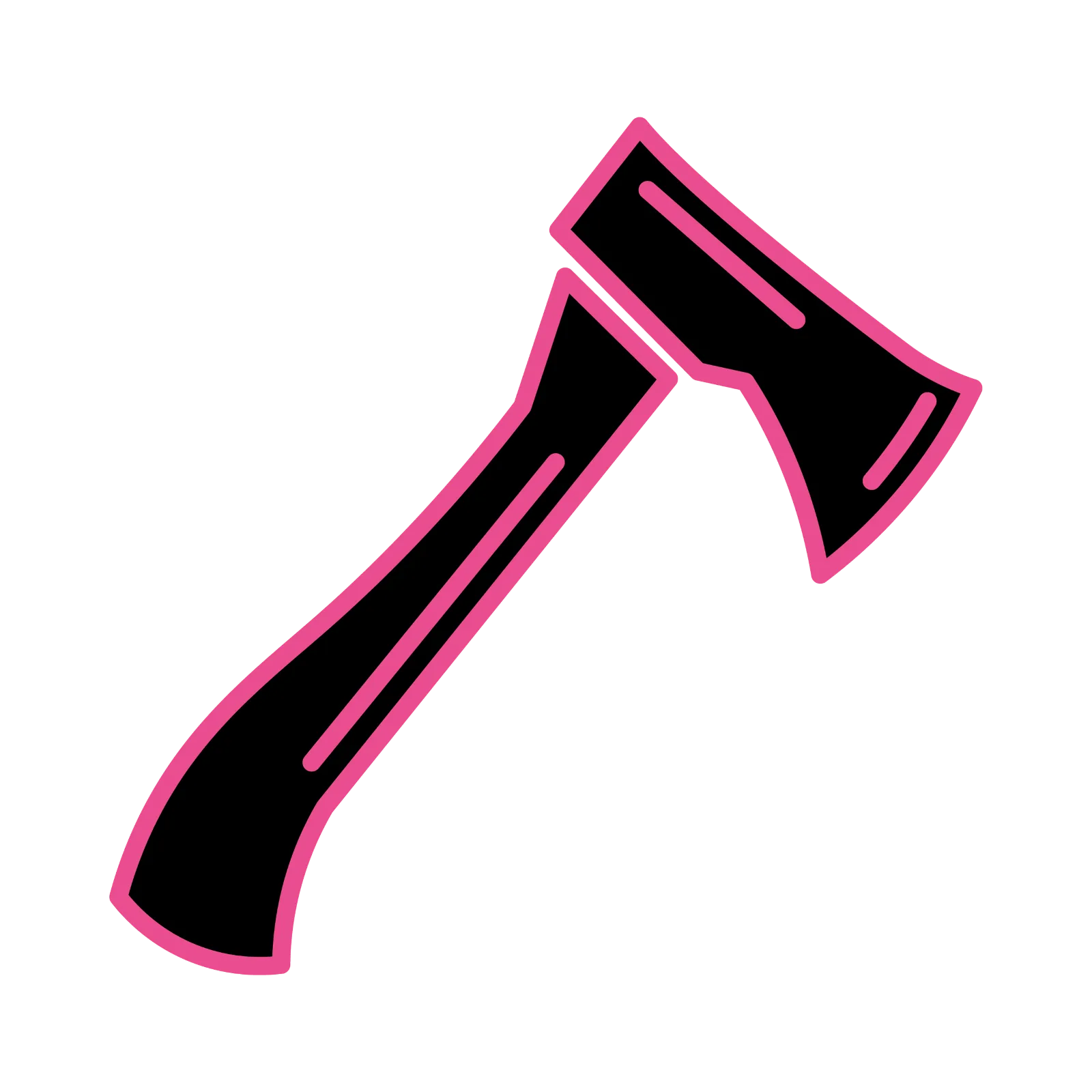 Neon pink outline of a lipstick tube with a tilted cap against a black background.