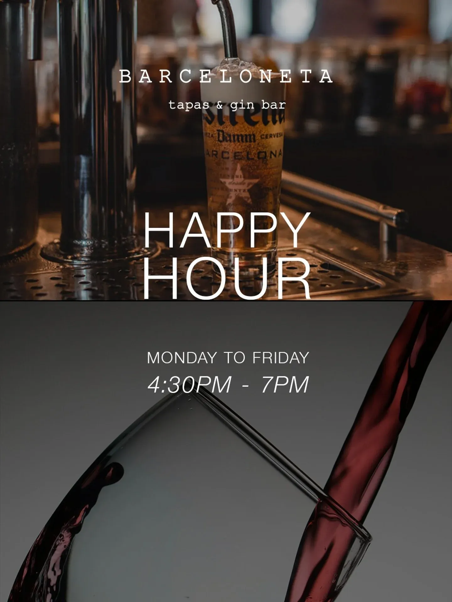 After work drinks just hit different at Barceloneta. 🍷✨

Join us for Happy Hour
Monday to Friday | 4:30PM &mdash; 7PM

Good wine, tapas &amp; the perfect excuse to stay a little longer.

📍Barcelonet