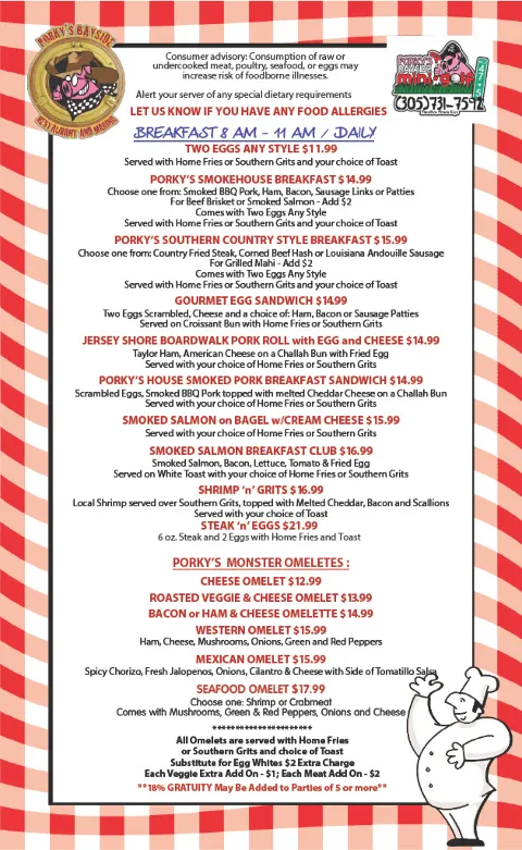 Porkys Bayside Restaurant and Marina, food