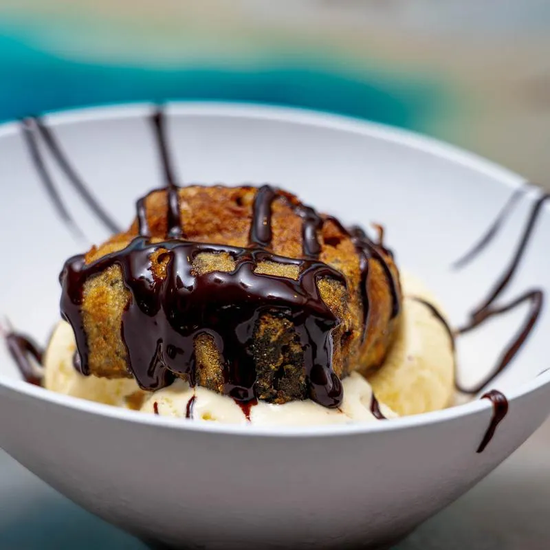 Deep Fried Beer Battered Brownie & Ice Cream.