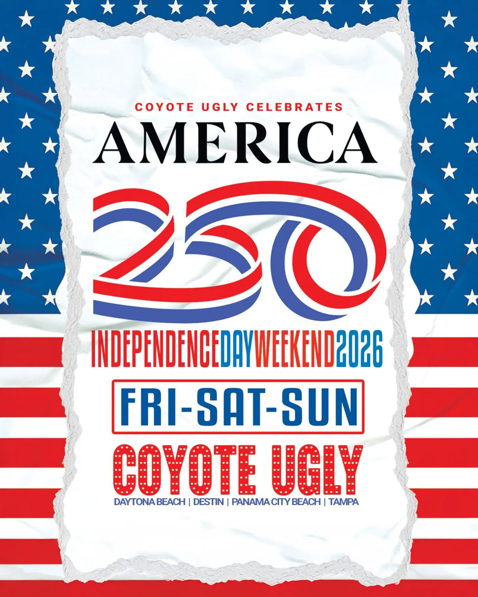 Panama City Beach: July 4th – America’s 250th Anniversary: July 3, 2026